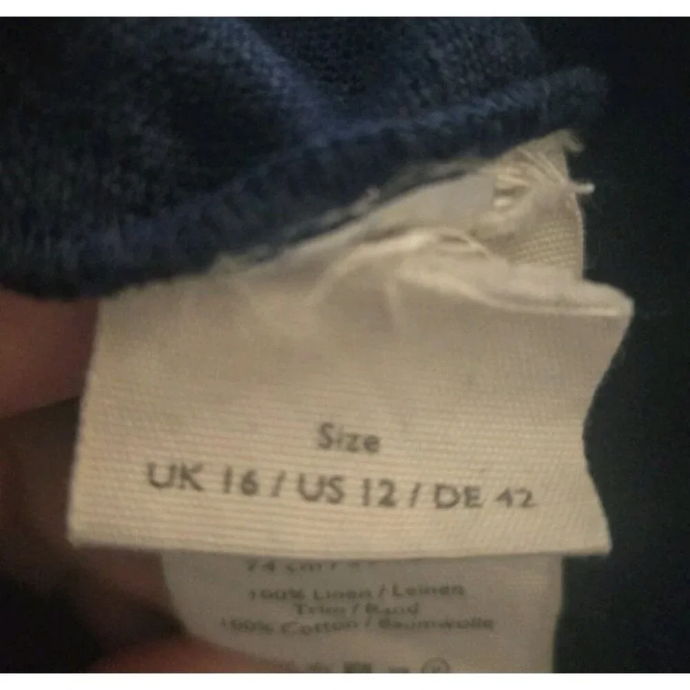 SOLD>>>>>Poetry Navy Blue 100% Linen Pants - Picture 6 of 7